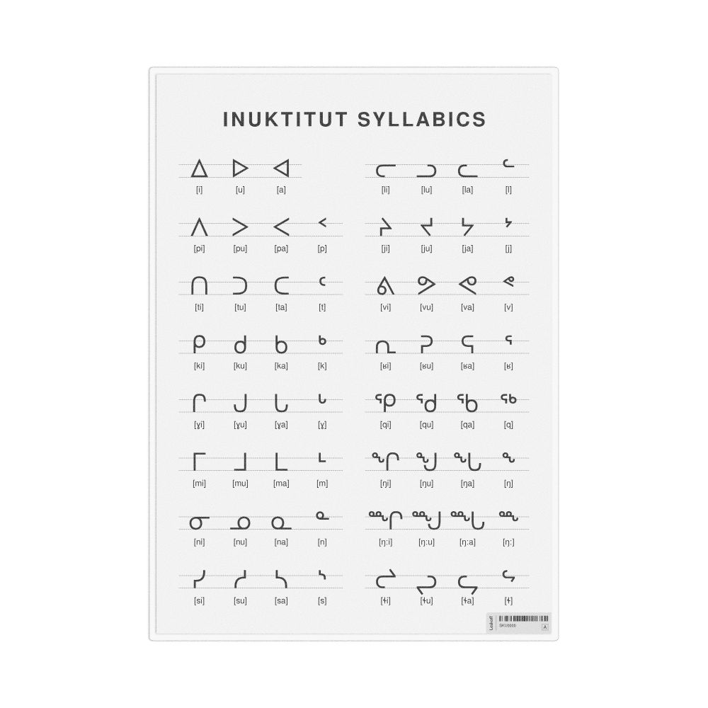 Leskoff Inuktitut Syllabics, Desk Chart, 8.3 x 11.7 in (21.0 x 29.7 cm), image 1 of 1