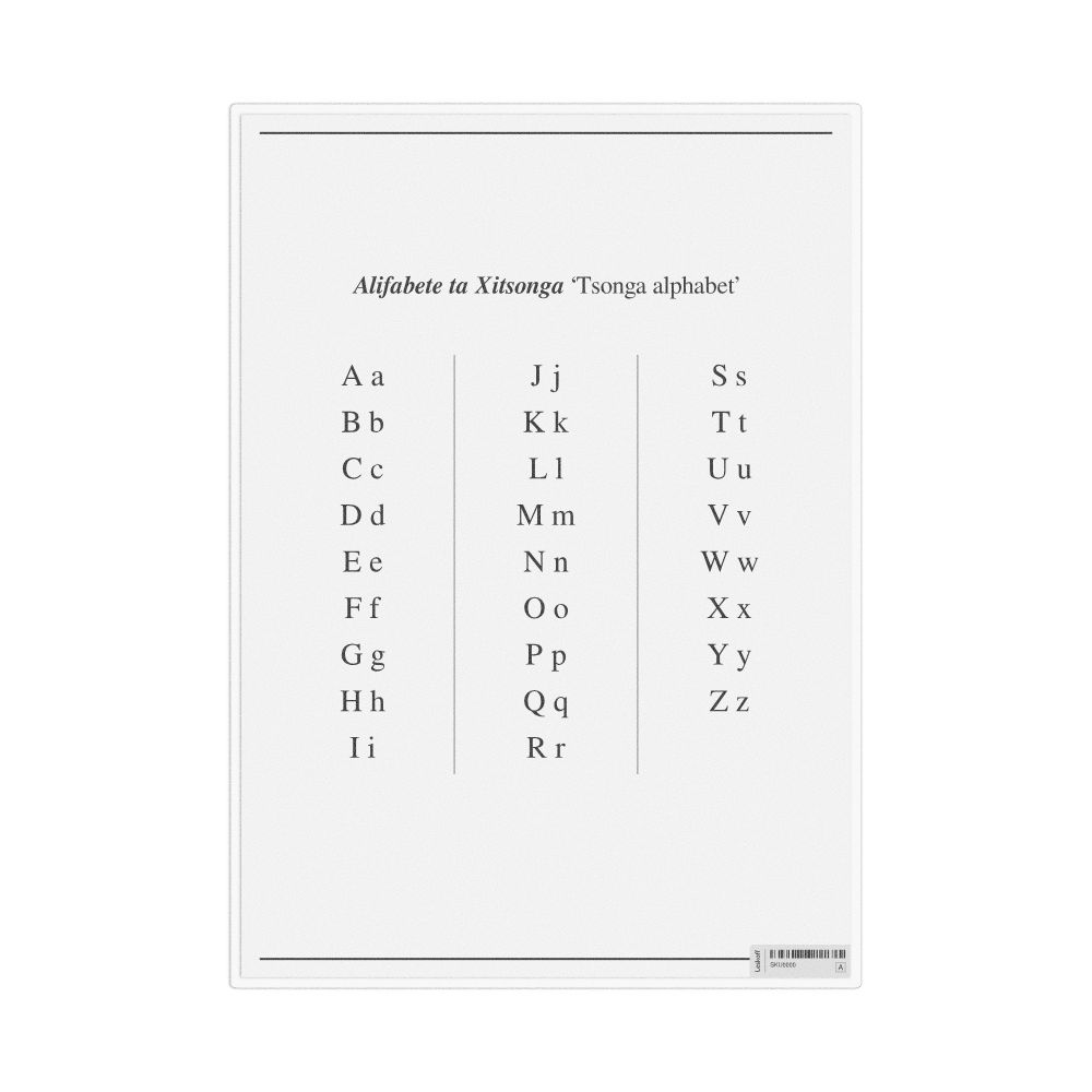 Leskoff Tsonga Alphabet, Desk Chart, 8.3 x 11.7 in (21.0 x 29.7 cm), image 1 of 1