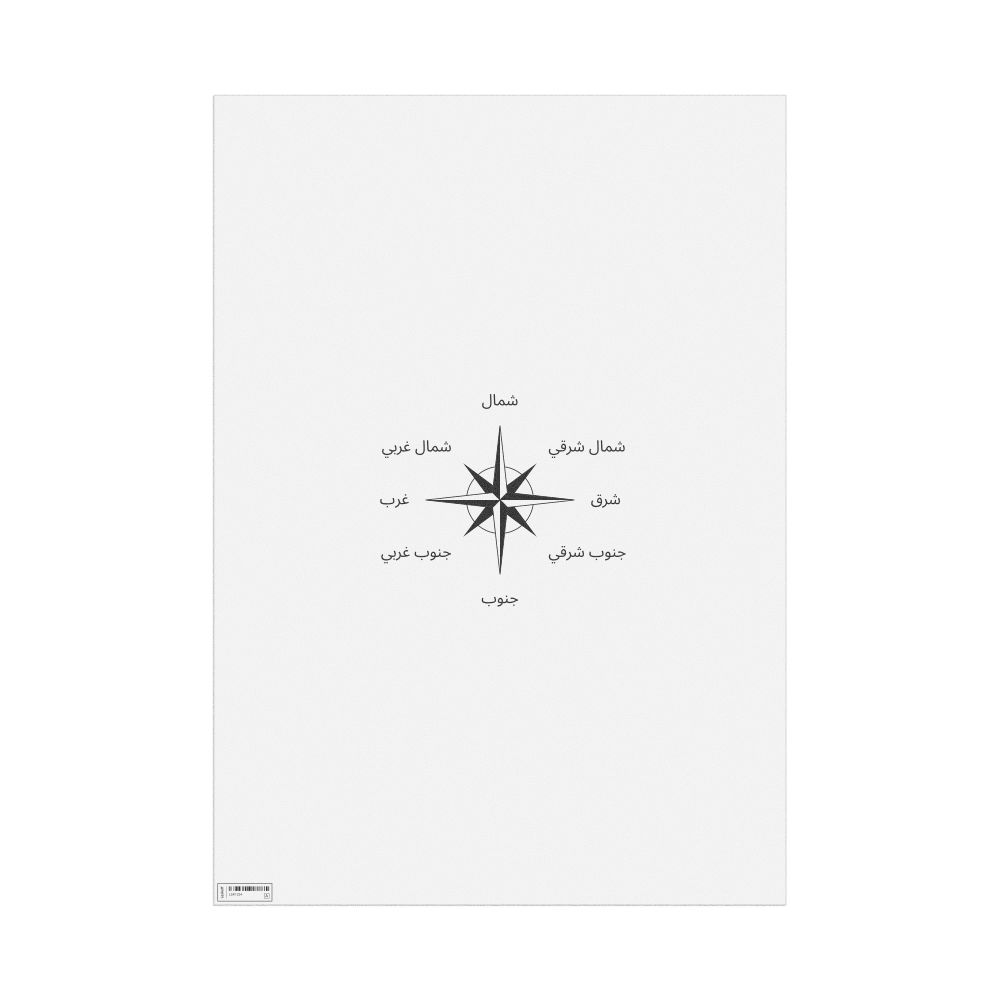 Leskoff Cardinal Directions Poster, Arabic-Labeled, image 1 of 2