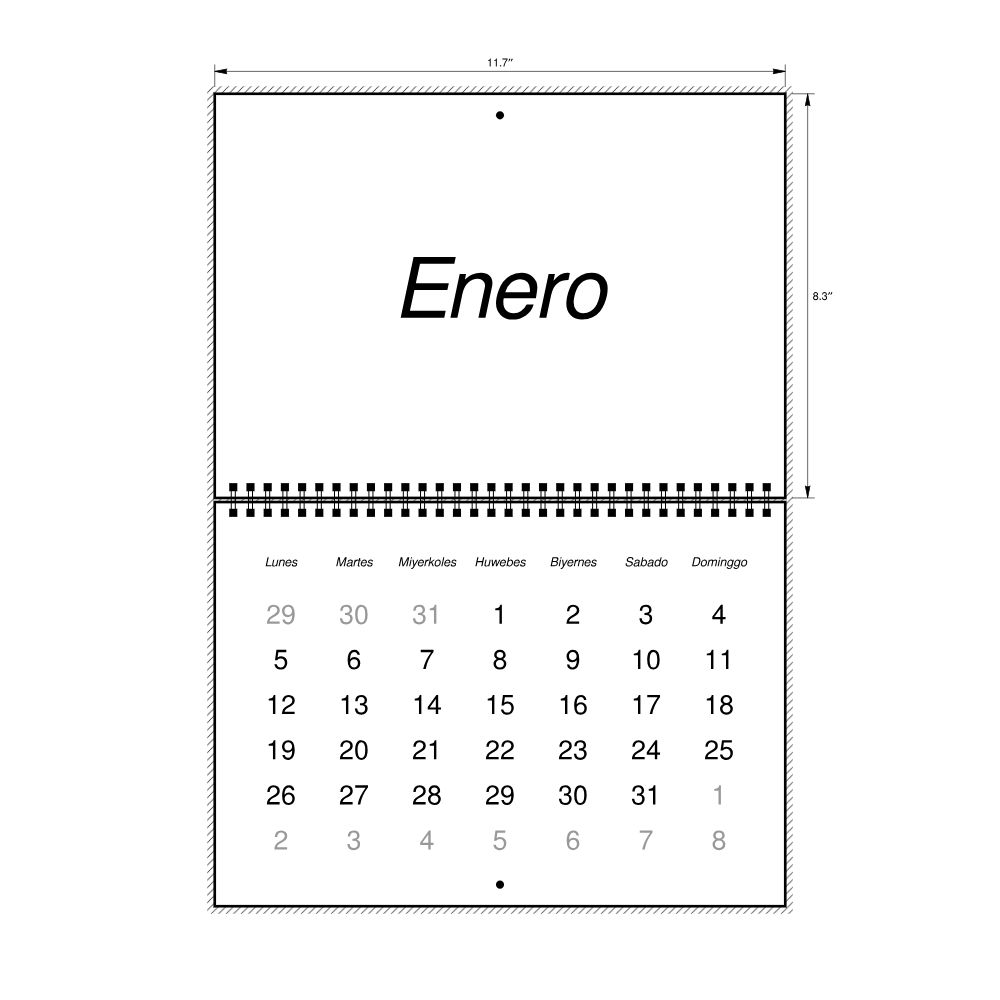 Leskoff 2026 Wall Calendar, Cebuano-Labeled, Monday-Start Layout, Wire-Bound, 11.7 x 8.3 in (29.7 x 21.0 cm), image 2 of 2