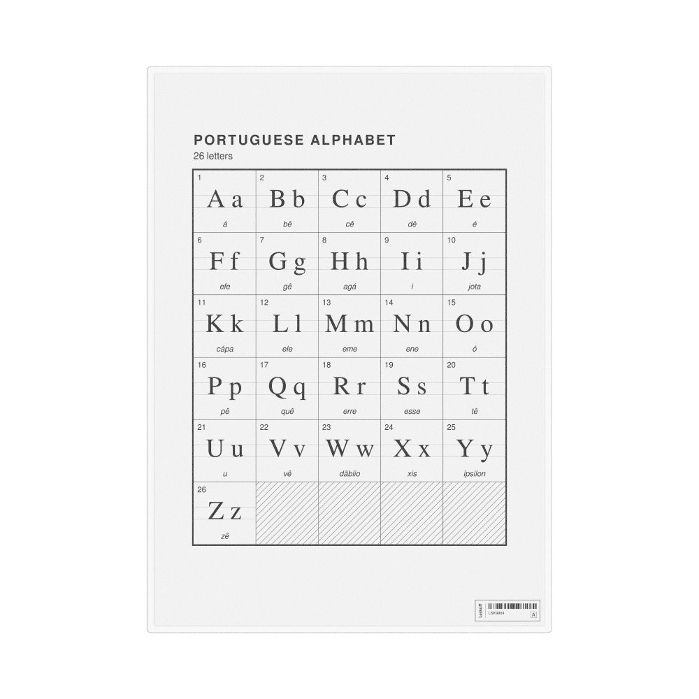 Leskoff Portuguese Alphabet Chart, 8.3 x 11.7 in (21.0 x 29.7 cm, Desk Chart, Laminated), image 1 of 2