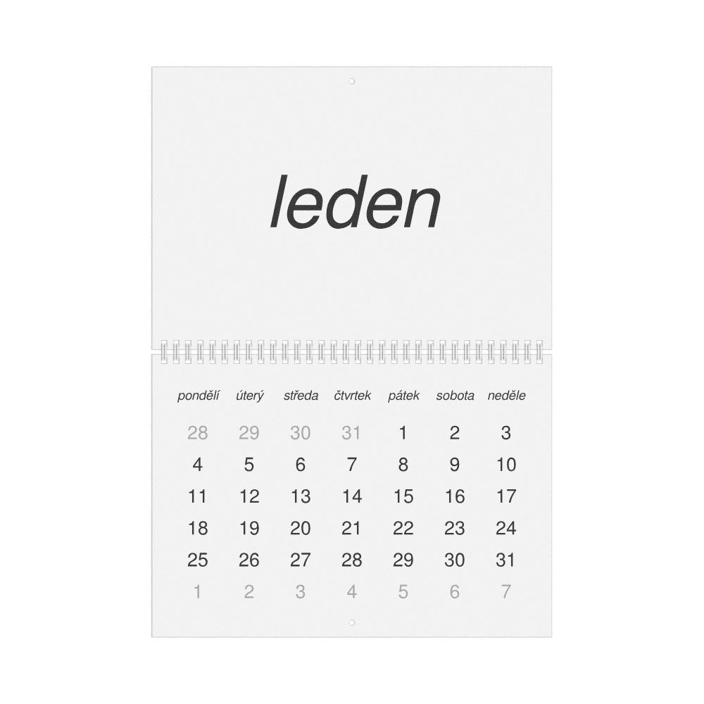 Leskoff 2027 Wall Calendar, Czech-Labeled, Monday-Start Layout, Wire-Bound, 11.7 x 8.3 in (29.7 x 21.0 cm), image 1 of 1
