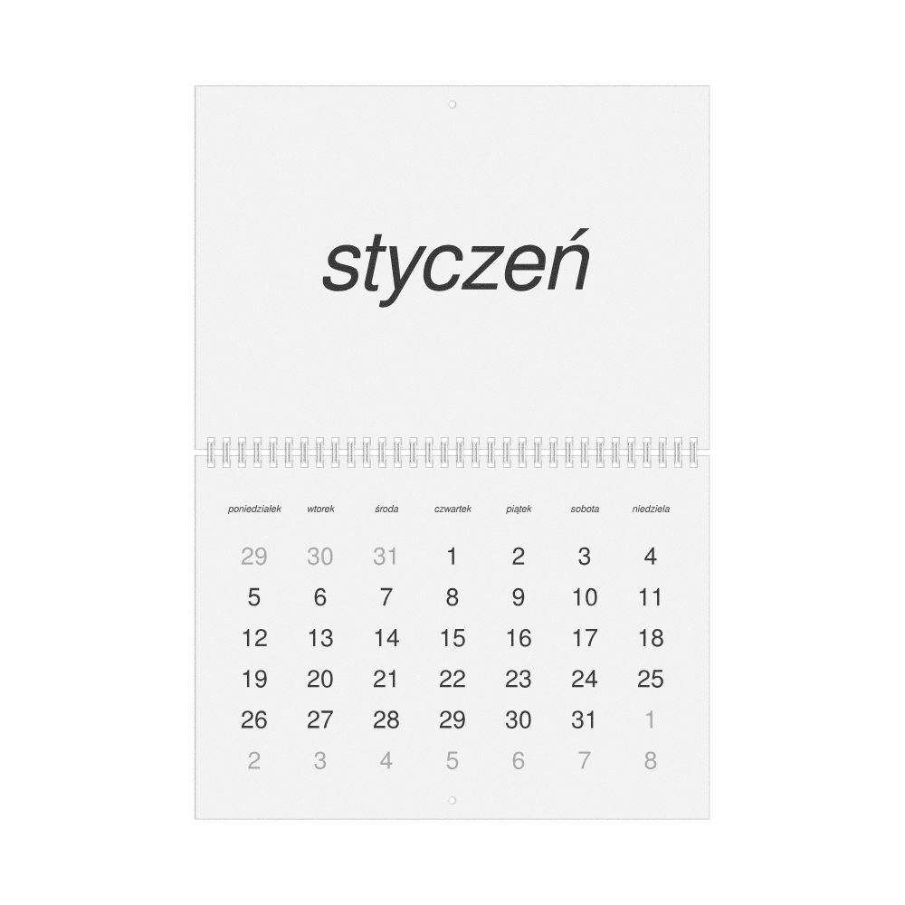 Leskoff 2026 Wall Calendar, Polish-Labeled, Monday-Start Layout, Wire-Bound, 11.7 x 8.3 in (29.7 x 21.0 cm), image 1 of 1
