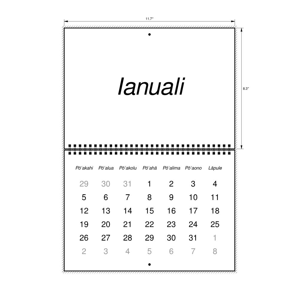 Leskoff 2026 Wall Calendar, Hawaiian-Labeled, Monday-Start Layout, Wire-Bound, 11.7 x 8.3 in (29.7 x 21.0 cm), image 2 of 2
