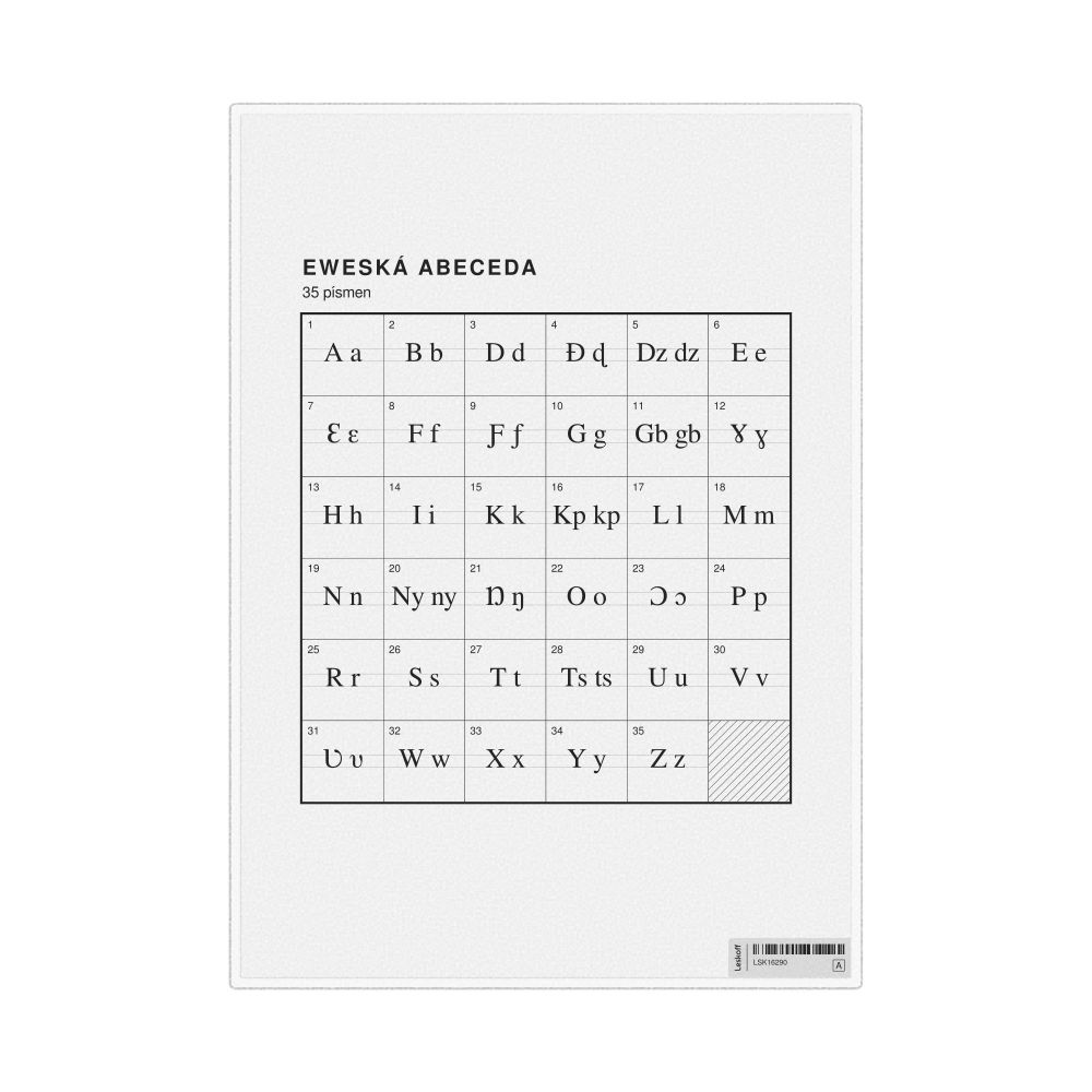 Leskoff Ewe Alphabet Chart, 8.3 x 11.7 in (21.0 x 29.7 cm, Desk Chart, Laminated), Czech-Labeled, image 1 of 2