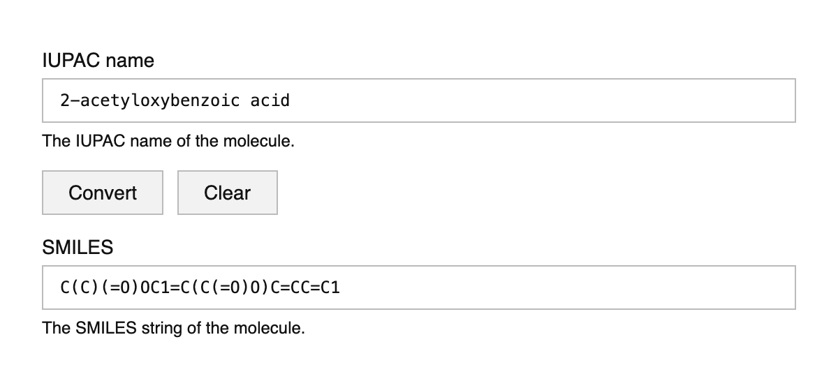 IUPAC to SMILES
