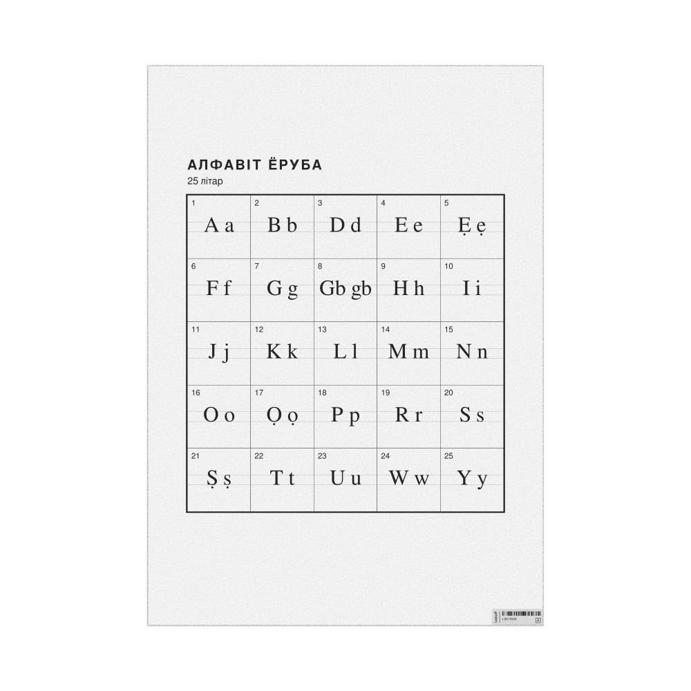 Leskoff Yoruba Alphabet Chart, 23.4 x 33.1 in (59.4 x 84.1 cm, Poster / Wall Chart), Belarusian-Labeled, image 1 of 2