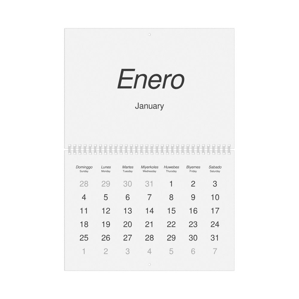 Leskoff 2026 Wall Calendar, Hiligaynon/English-Labeled, Sunday-Start Layout, Wire-Bound, 11.7 x 8.3 in (29.7 x 21.0 cm), image 1 of 1