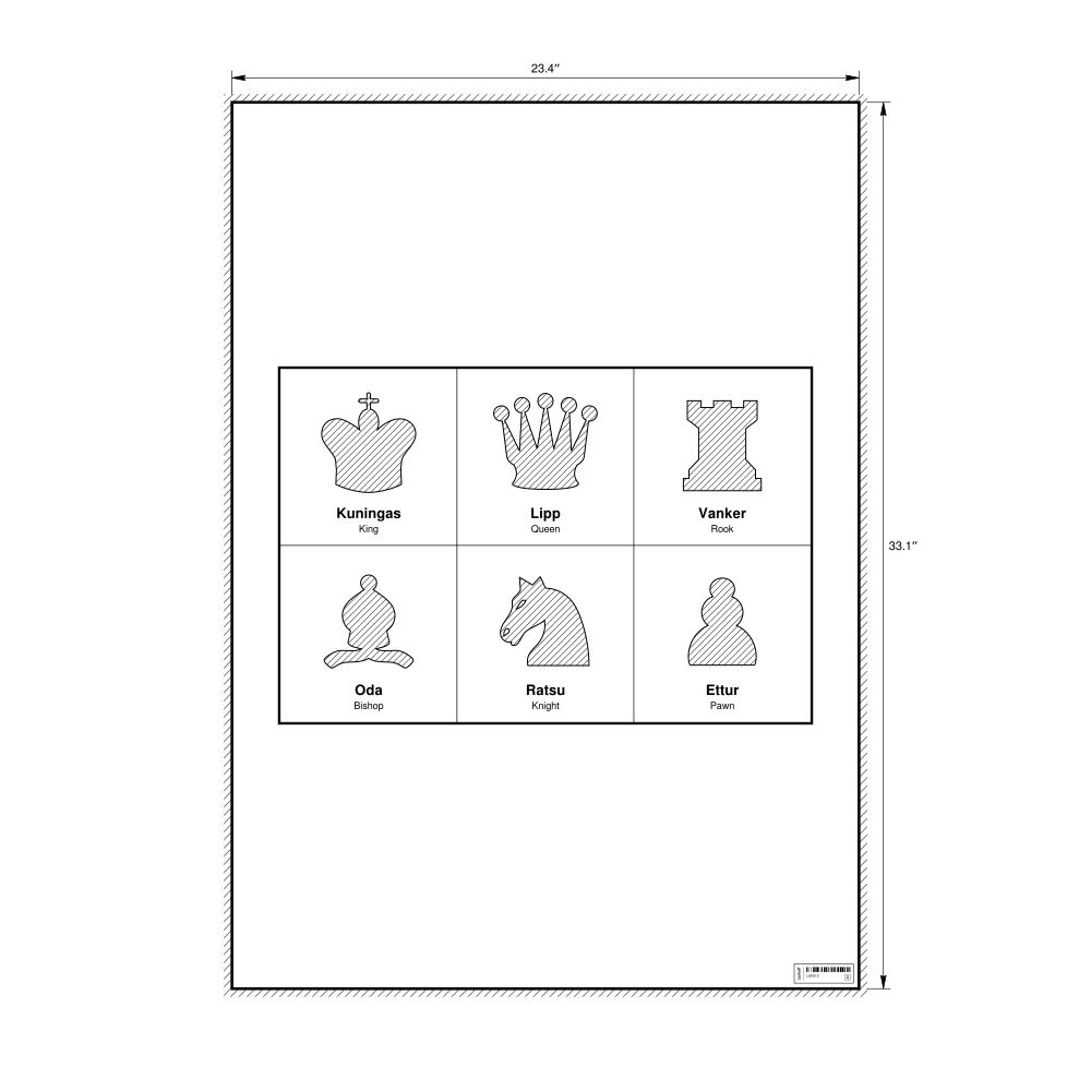 Leskoff Chess Pieces Poster, Estonian/English-Labeled, image 1 of 2