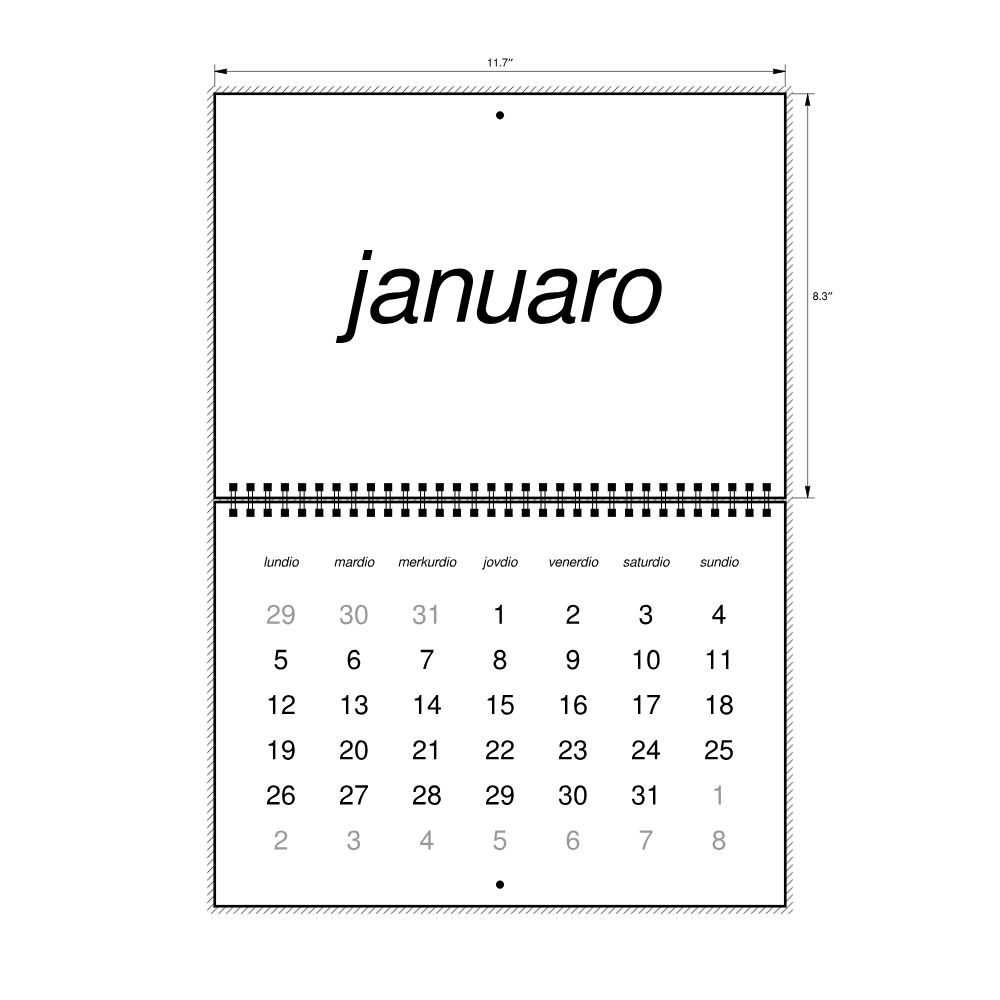 Leskoff 2026 Wall Calendar, Ido-Labeled, Monday-Start Layout, Wire-Bound, 11.7 x 8.3 in (29.7 x 21.0 cm), image 2 of 2