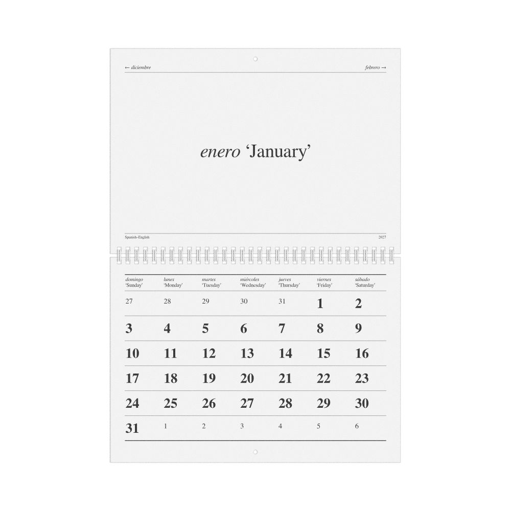 Leskoff 2027 Spanish-Language Calendar, Sunday-Start Layout, image 1 of 1
