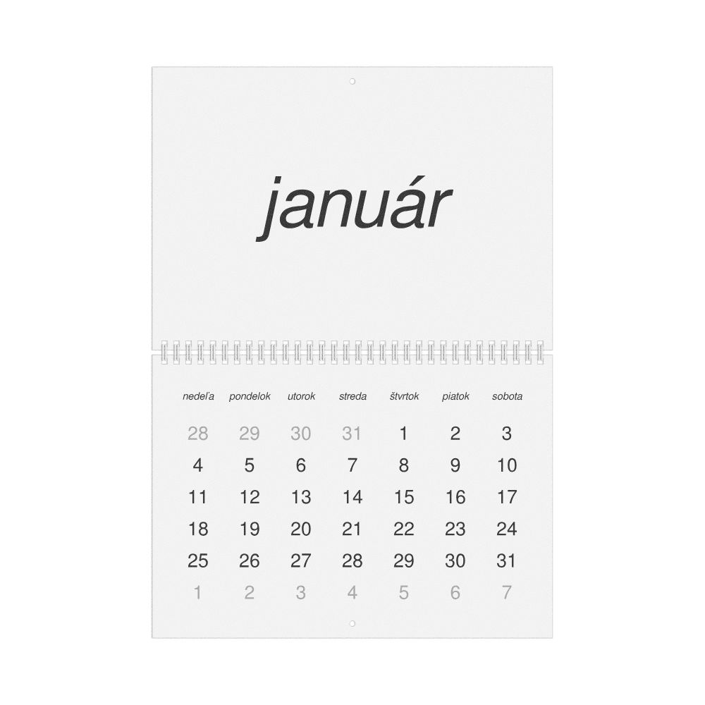 Leskoff 2026 Wall Calendar, Slovak-Labeled, Sunday-Start Layout, Wire-Bound, 11.7 x 8.3 in (29.7 x 21.0 cm), image 1 of 1