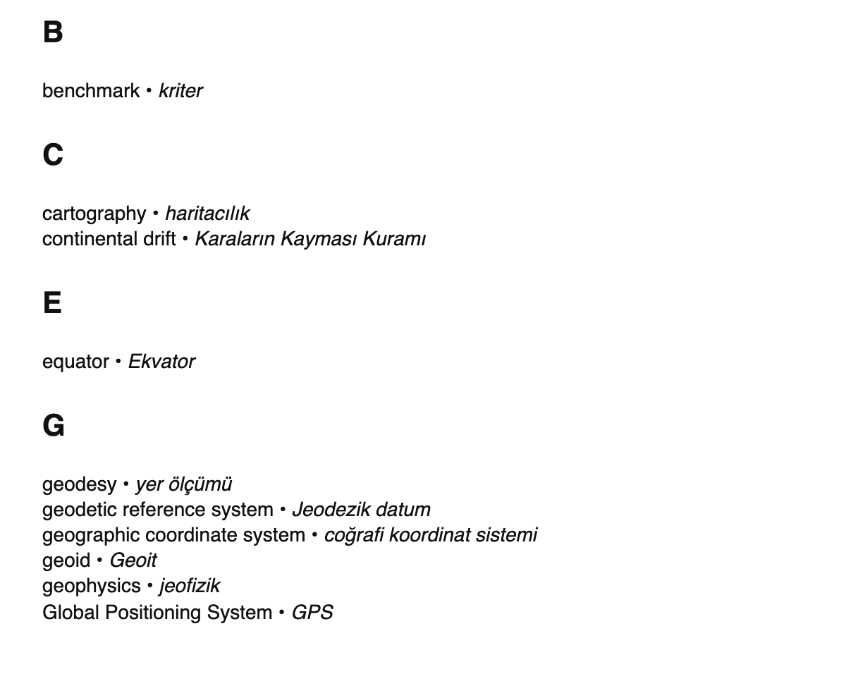 Geodesy terms in Turkish