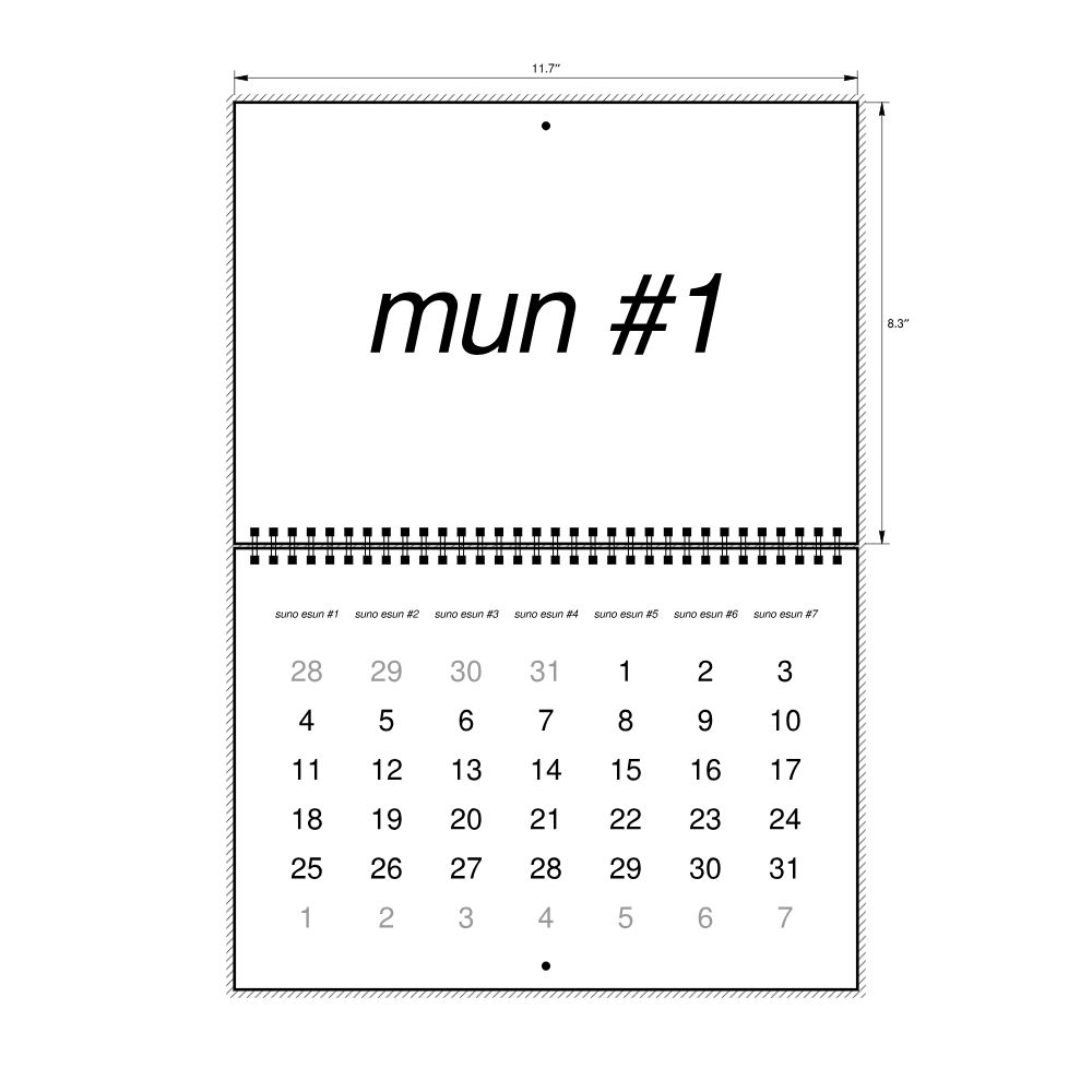 Leskoff 2027 Wall Calendar, Toki Pona-Labeled, Monday-Start Layout, Wire-Bound, 11.7 x 8.3 in (29.7 x 21.0 cm), image 2 of 2