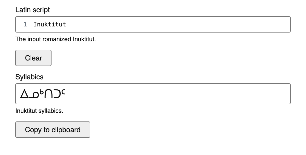Inuktitut Transliteration Tool