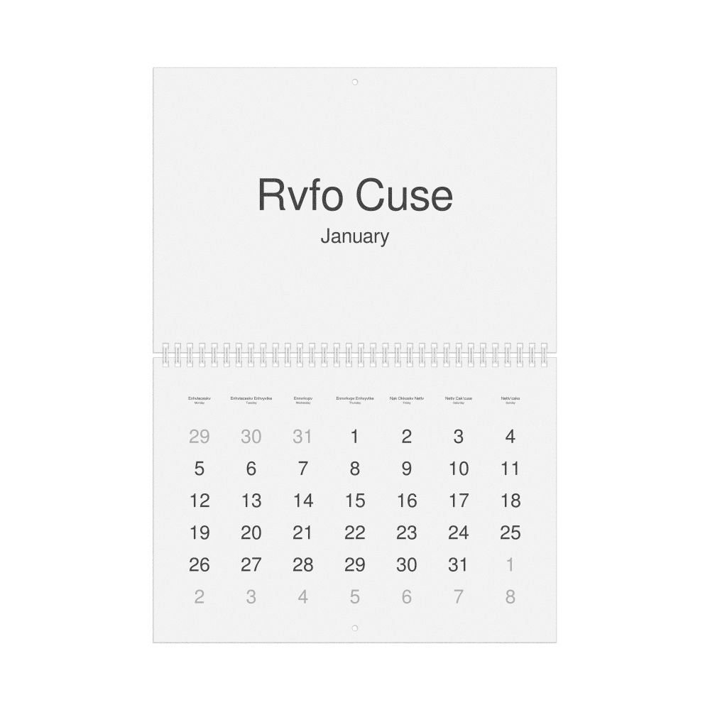 Leskoff 2026 Wall Calendar, Muscogee/English-Labeled, Monday-Start Layout, Wire-Bound, 11.7 x 8.3 in (29.7 x 21.0 cm), image 1 of 1