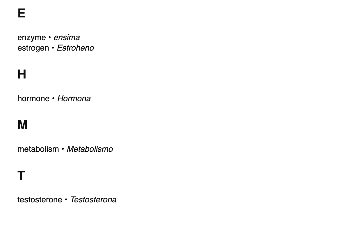 Physiology terms in Central Bikol
