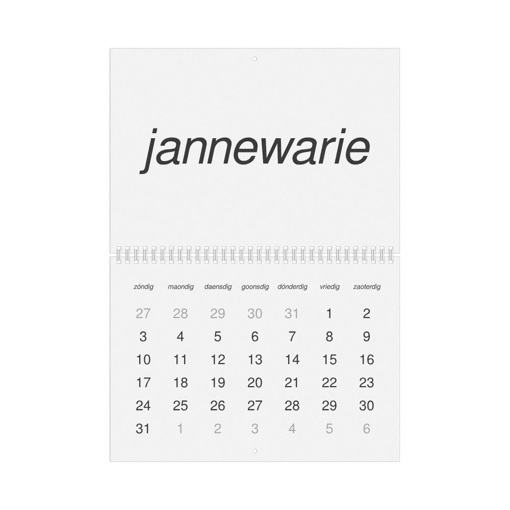 Leskoff 2027 Wall Calendar, Limburgish-Labeled, Sunday-Start Layout, Wire-Bound, 11.7 x 8.3 in (29.7 x 21.0 cm), image 1 of 1