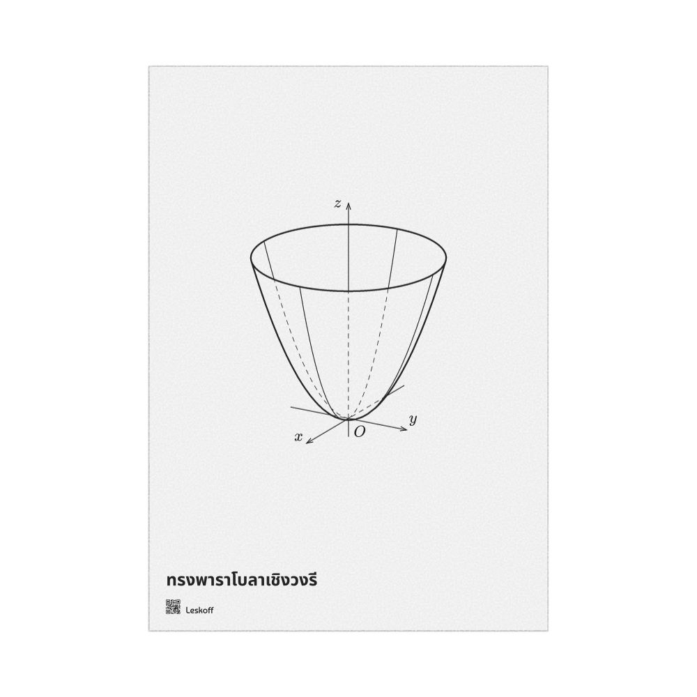 Leskoff Elliptic Paraboloid Poster, Technical Illustration, Thai-Labeled, image 1 of 1
