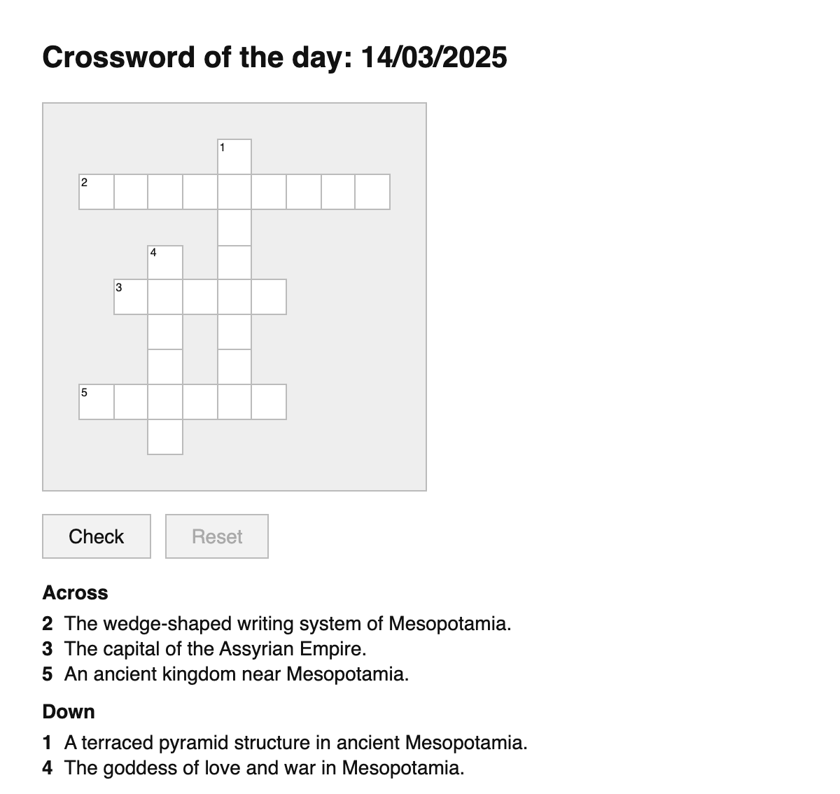 Assyriology Crossword