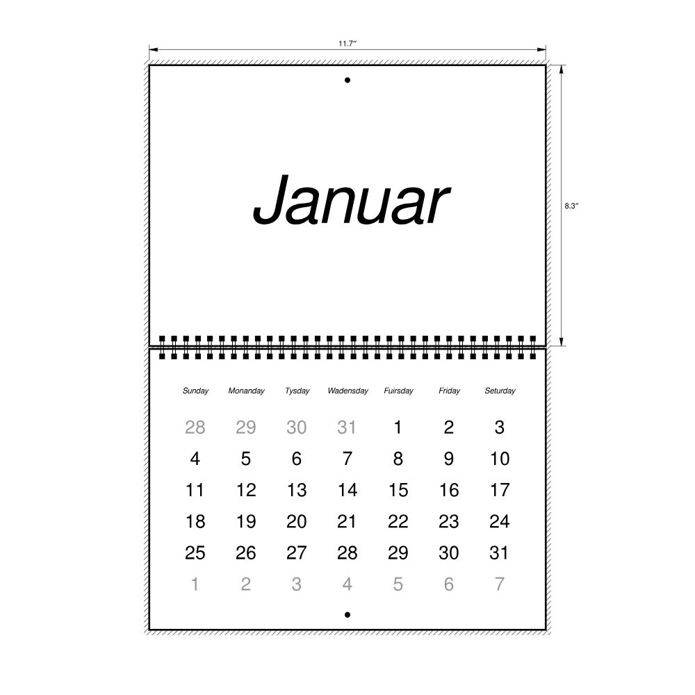 Leskoff 2026 Wall Calendar, Scots-Labeled, Sunday-Start Layout, Wire-Bound, 11.7 x 8.3 in (29.7 x 21.0 cm), image 2 of 2