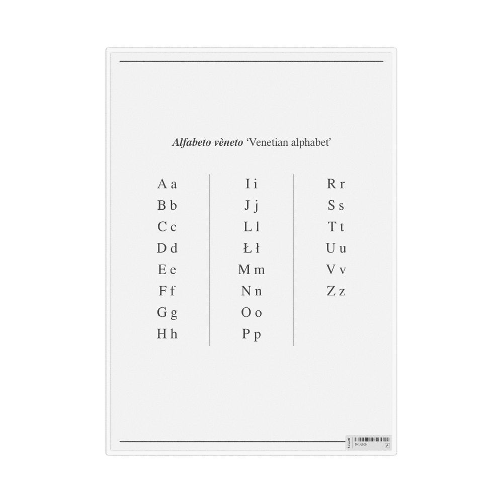 Leskoff Venetian Alphabet, Desk Chart, 8.3 x 11.7 in (21.0 x 29.7 cm), image 1 of 1