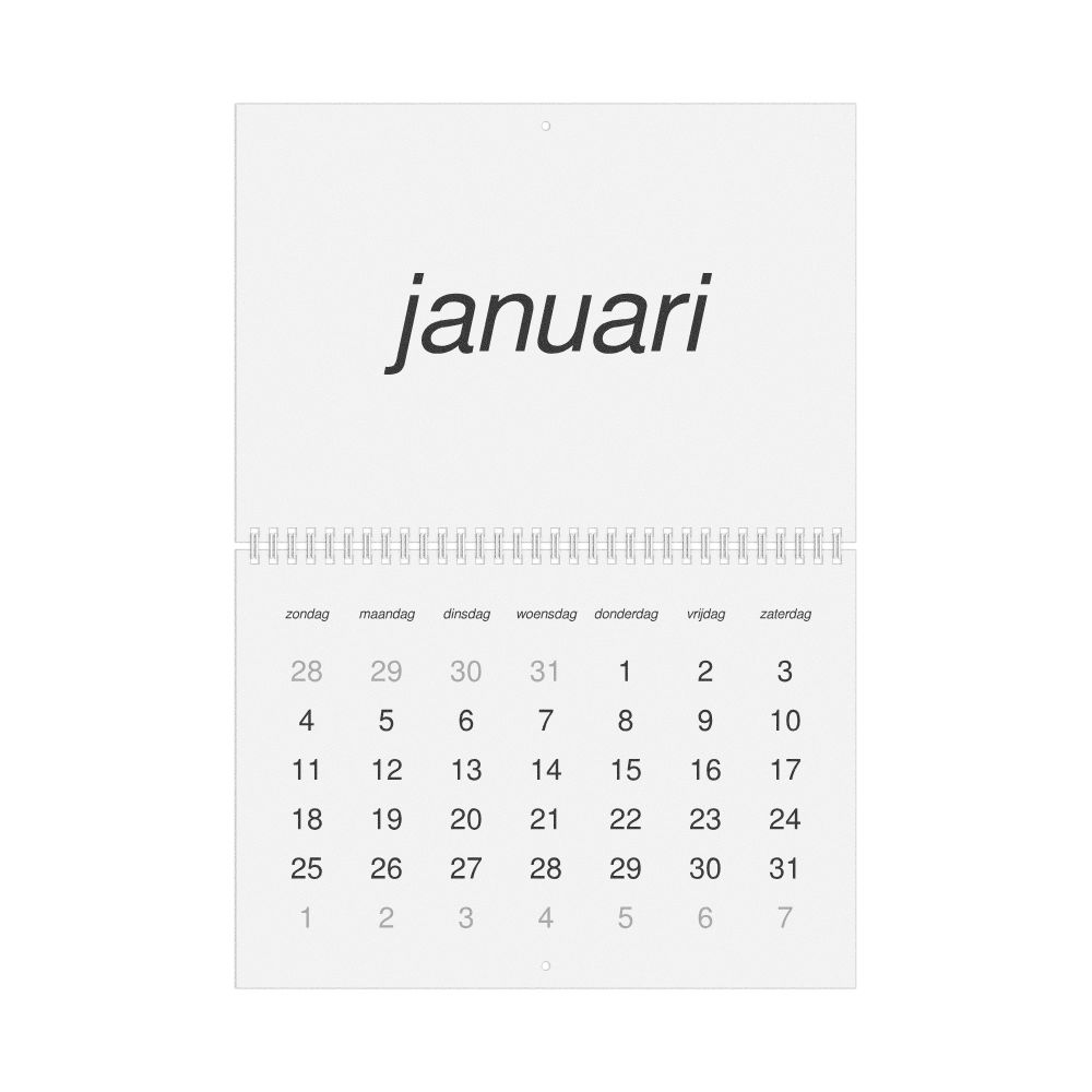 Leskoff 2026 Wall Calendar, Dutch-Labeled, Sunday-Start Layout, Wire-Bound, 11.7 x 8.3 in (29.7 x 21.0 cm), image 1 of 1