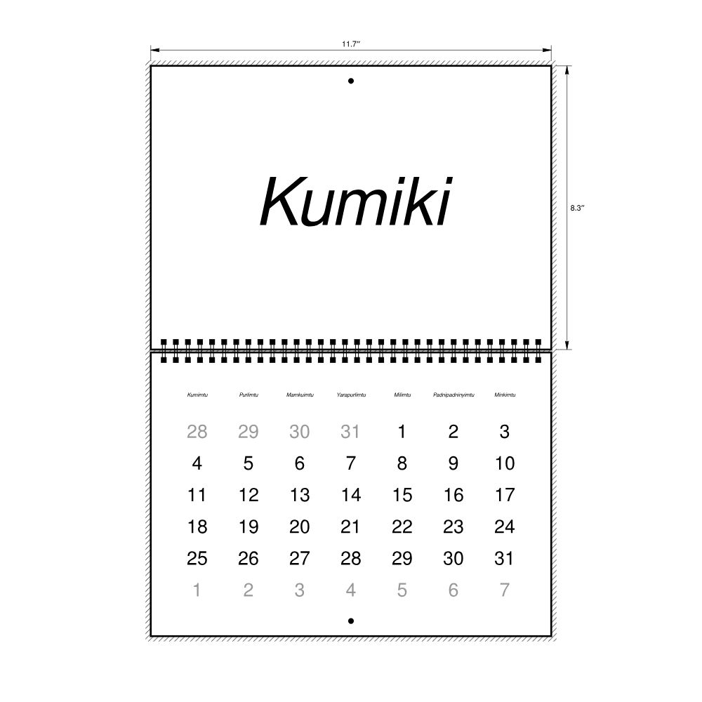 Leskoff 2027 Wall Calendar, Kaurna-Labeled, Monday-Start Layout, Wire-Bound, 11.7 x 8.3 in (29.7 x 21.0 cm), image 2 of 2