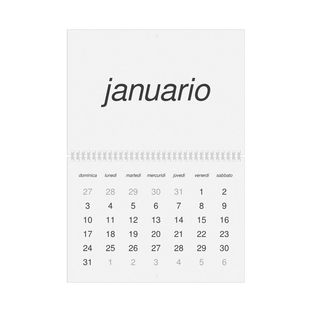 Leskoff 2027 Wall Calendar, Interlingua-Labeled, Sunday-Start Layout, Wire-Bound, 11.7 x 8.3 in (29.7 x 21.0 cm), image 1 of 1