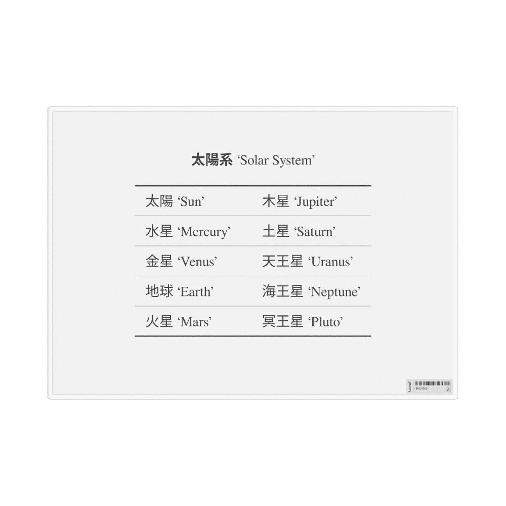 Leskoff Solar System in Japanese, Desk Chart, 11.7 x 8.3 in (29.7 x 21.0 cm), image 1 of 1