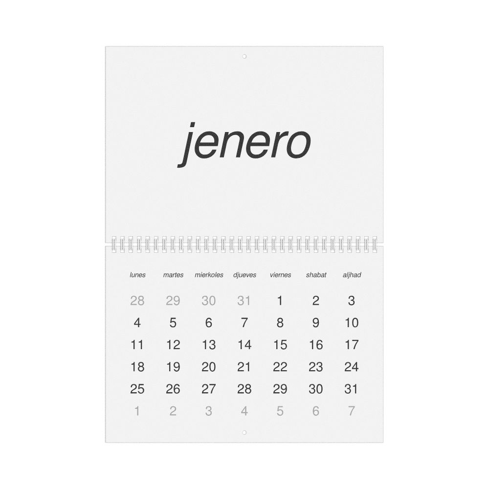 Leskoff 2027 Wall Calendar, Judaeo-Spanish-Labeled, Monday-Start Layout, Wire-Bound, 11.7 x 8.3 in (29.7 x 21.0 cm), image 1 of 1