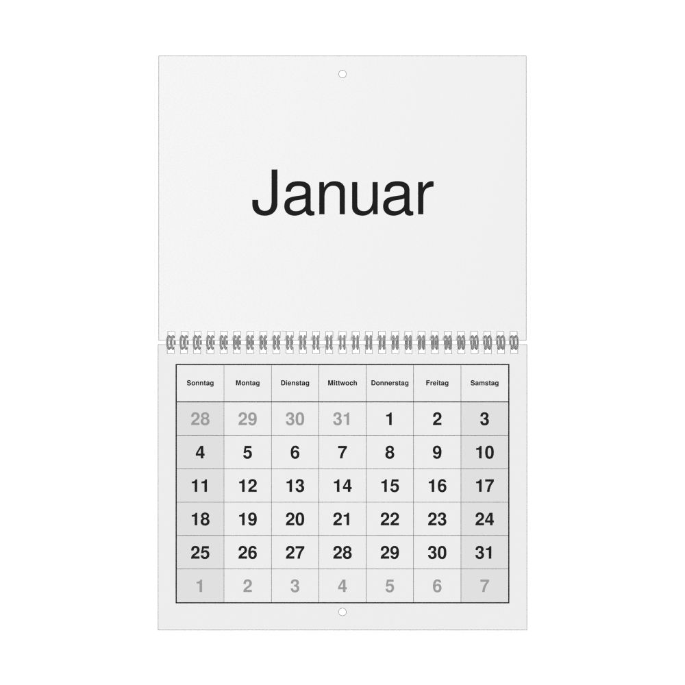 Leskoff 2026 Wall Calendar, German-Labeled, Sunday-Start Layout, Wire-Bound, 11 x 8.5 in (27.9 x 21.6 cm), image 1 of 1