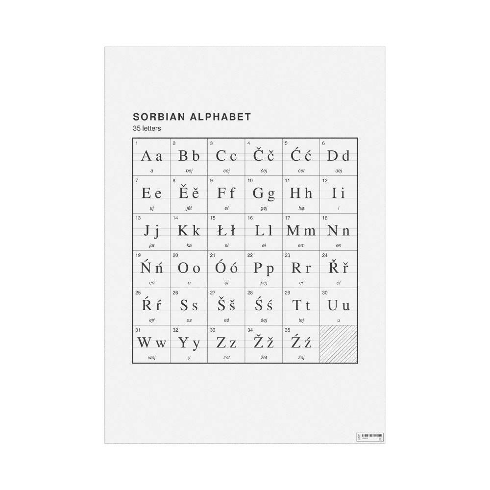 Leskoff Sorbian Alphabet Chart, 23.4 x 33.1 in (59.4 x 84.1 cm, Poster / Wall Chart), image 1 of 2