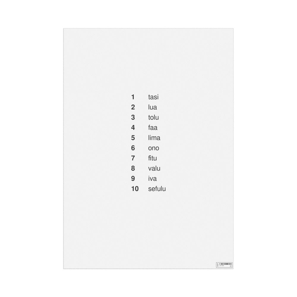 Leskoff Numbers 1–10 Poster, Tuvaluan-Labeled, image 1 of 1