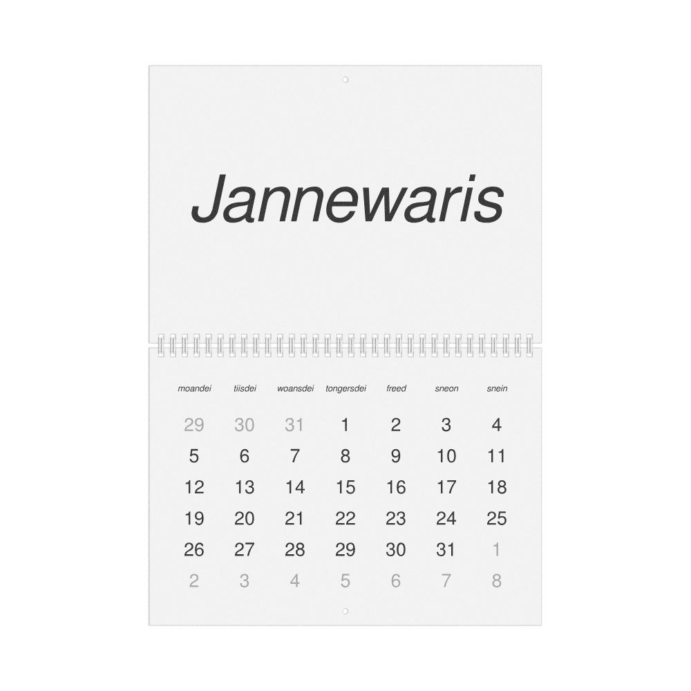 Leskoff 2026 Wall Calendar, West Frisian-Labeled, Monday-Start Layout, Wire-Bound, 11.7 x 8.3 in (29.7 x 21.0 cm), image 1 of 1