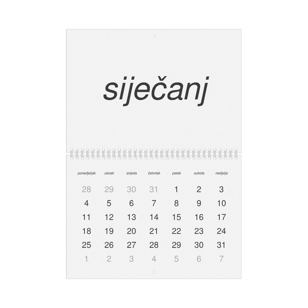 Leskoff 2027 Wall Calendar, Croatian-Labeled, Monday-Start Layout, Wire-Bound, 11.7 x 8.3 in (29.7 x 21.0 cm), image 1 of 1
