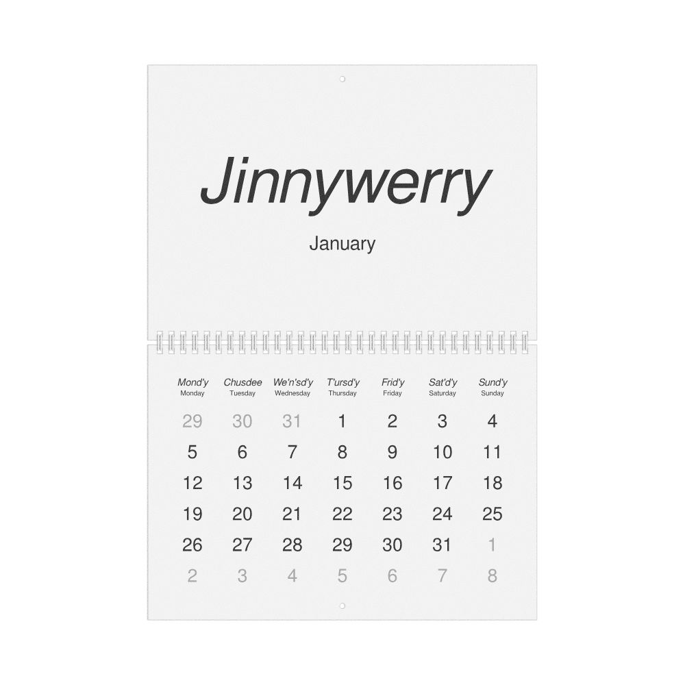 Leskoff 2026 Wall Calendar, Gullah/English-Labeled, Monday-Start Layout, Wire-Bound, 11.7 x 8.3 in (29.7 x 21.0 cm), image 1 of 1