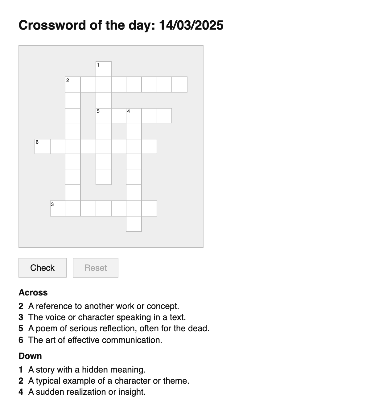 Literary Theory Crossword