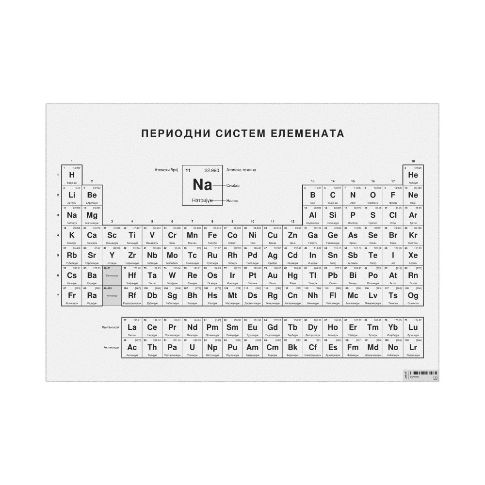 Leskoff Periodic Table Chart, 33.1 x 23.4 in (84.1 x 59.4 cm, Poster / Wall Chart), 18-Column Layout, Serbian-Labeled, image 1 of 2