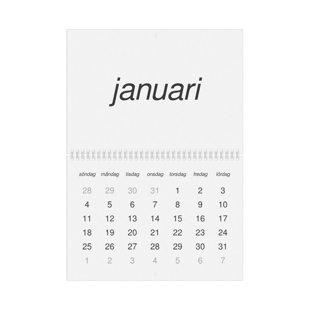 Leskoff 2026 Wall Calendar, Swedish-Labeled, Sunday-Start Layout, Wire-Bound, 11.7 x 8.3 in (29.7 x 21.0 cm), image 1 of 1