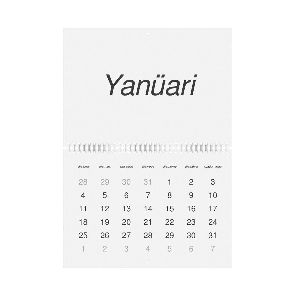 Leskoff 2027 Wall Calendar, Papiamento-Labeled, Monday-Start Layout, Wire-Bound, 11.7 x 8.3 in (29.7 x 21.0 cm), image 1 of 1