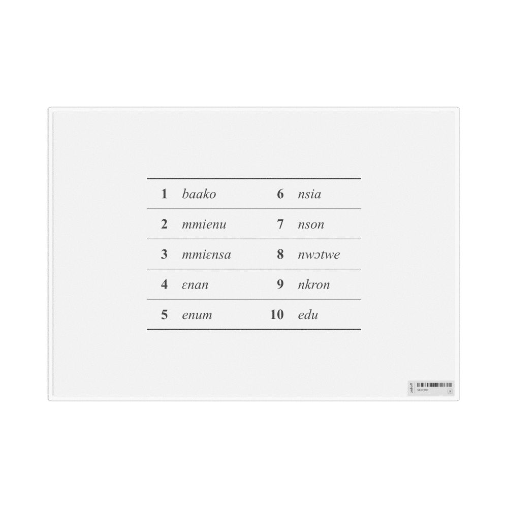 Leskoff Numbers 1–10 in Twi, Reference Chart, image 1 of 1