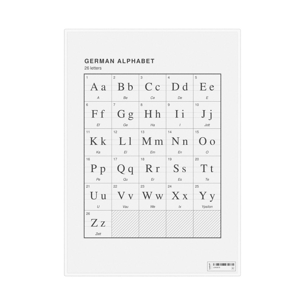 Leskoff German Alphabet Chart, 8.3 x 11.7 in (21.0 x 29.7 cm, Desk Chart, Laminated), image 1 of 2