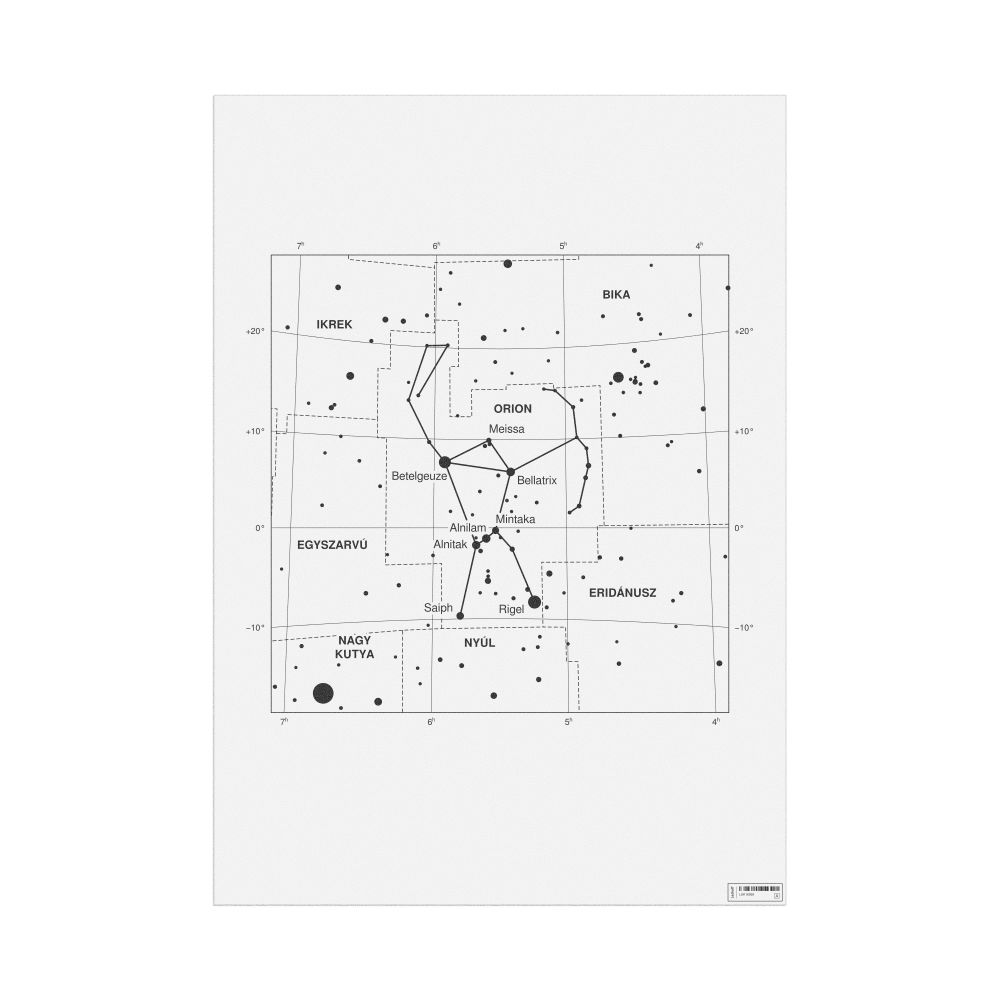 Leskoff Orion Constellation Poster, Hungarian-Labeled, image 1 of 2
