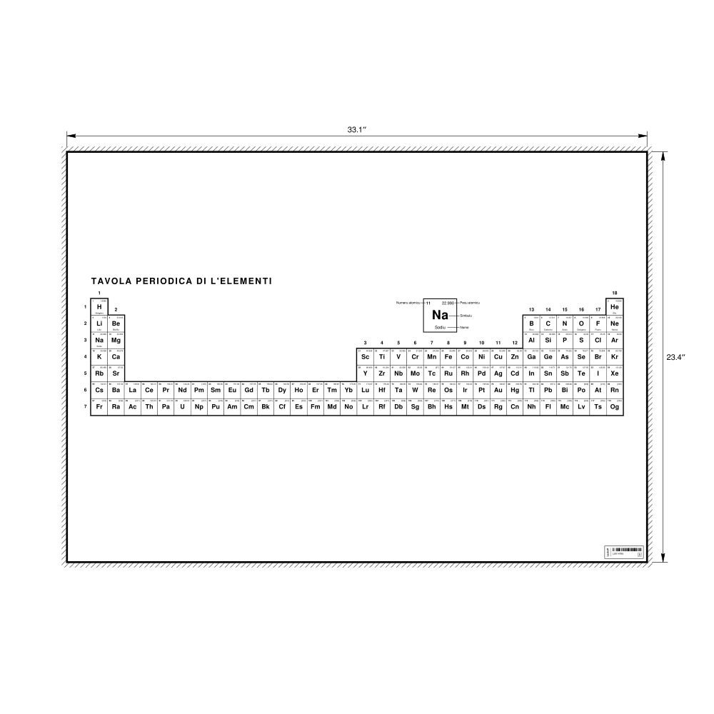Leskoff Periodic Table Chart, 33.1 x 23.4 in (84.1 x 59.4 cm, Poster / Wall Chart), 32-Column Layout, Corsican-Labeled, image 1 of 2
