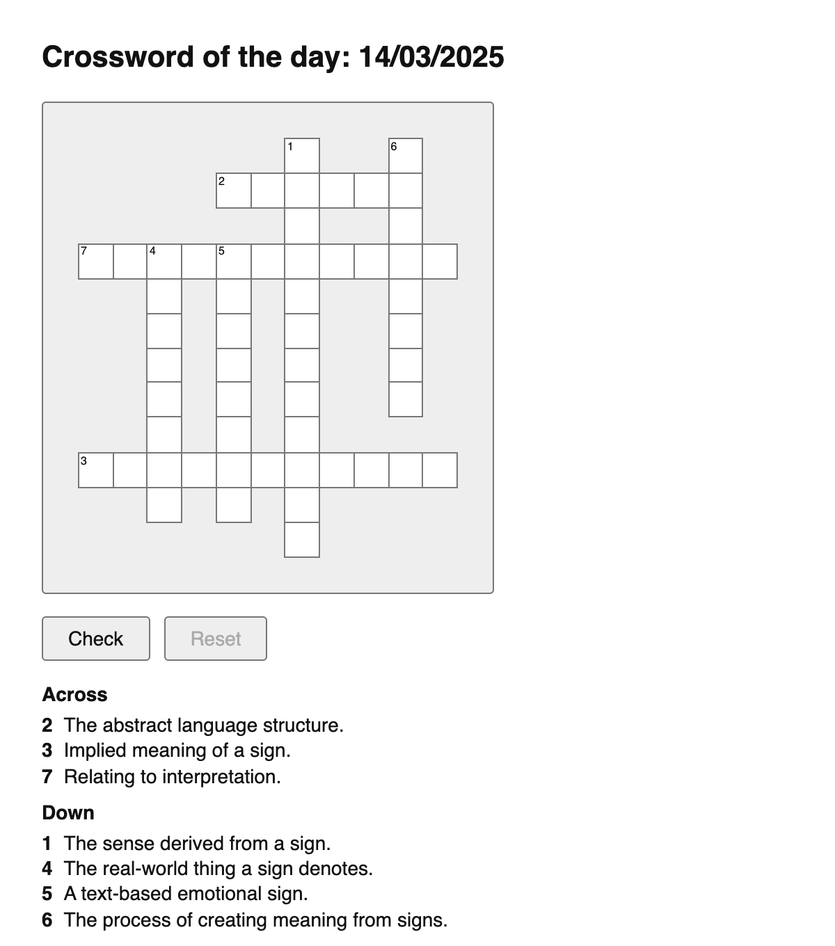 Semiotics Crossword