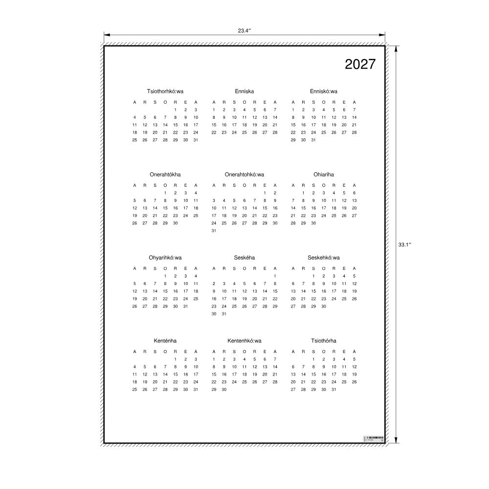 Leskoff 2027 Wall Calendar, Mohawk-Labeled, Monday-Start Layout, Poster / Wall Print, 23.4 x 33.1 in (59.4 x 84.1 cm), image 2 of 2