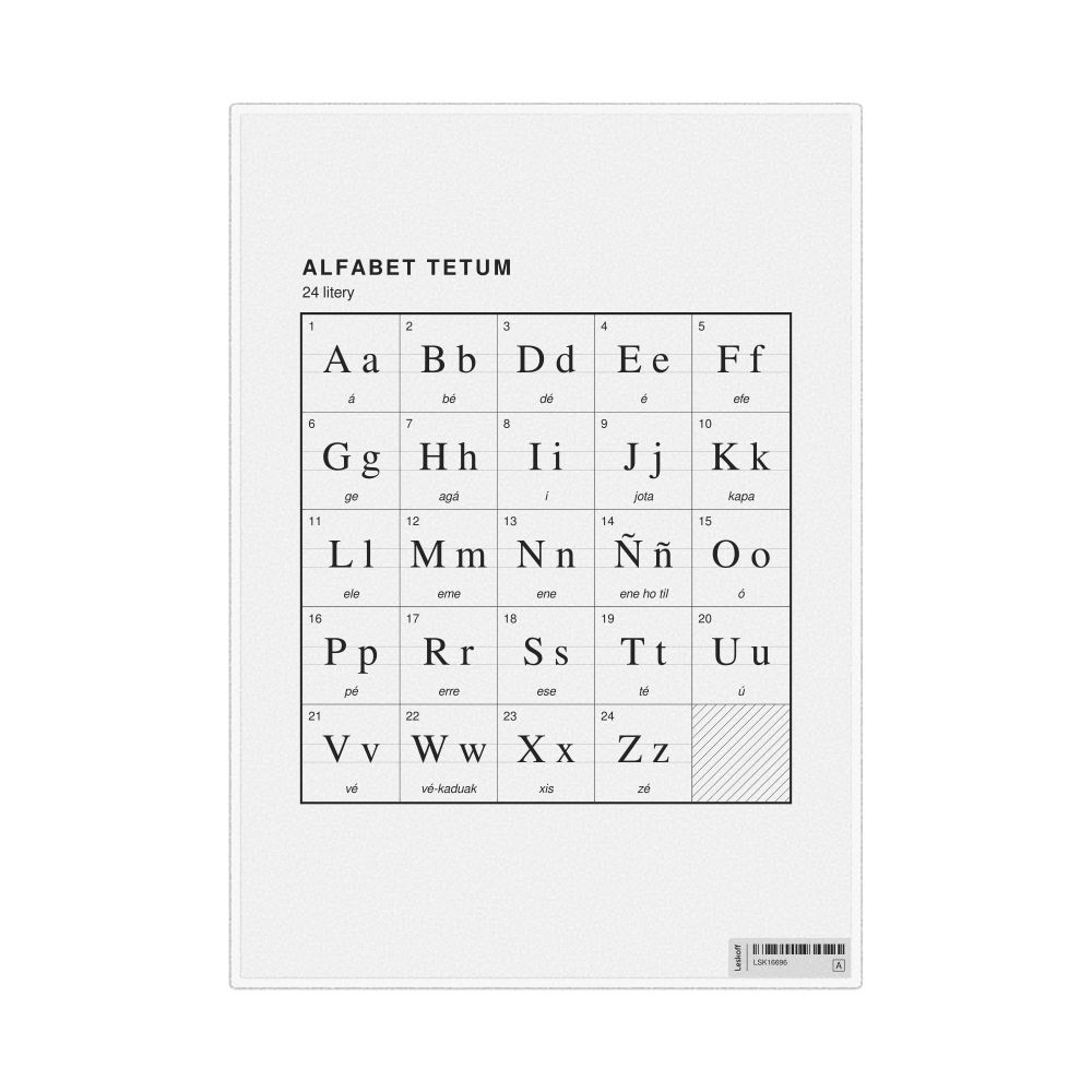 Leskoff Tetum Alphabet Chart, 8.3 x 11.7 in (21.0 x 29.7 cm, Desk Chart, Laminated), Polish-Labeled, image 1 of 2
