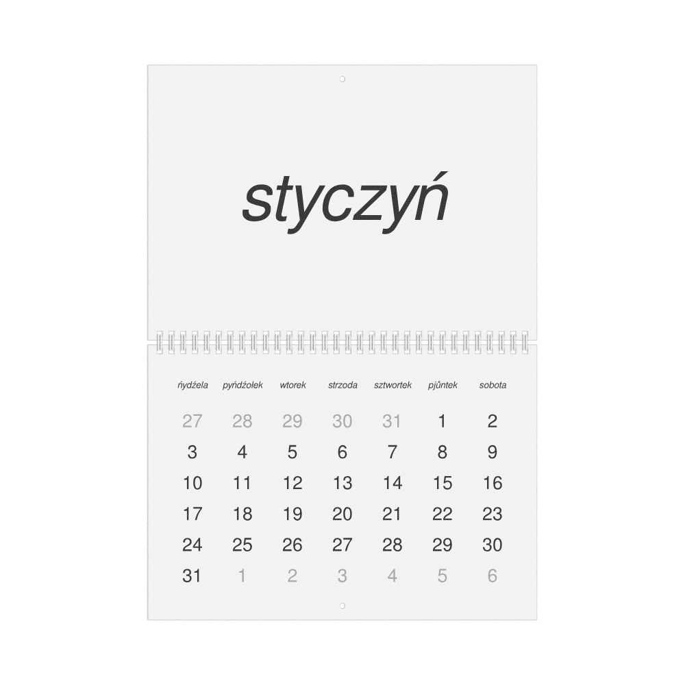Leskoff 2027 Wall Calendar, Silesian-Labeled, Sunday-Start Layout, Wire-Bound, 11.7 x 8.3 in (29.7 x 21.0 cm), image 1 of 1