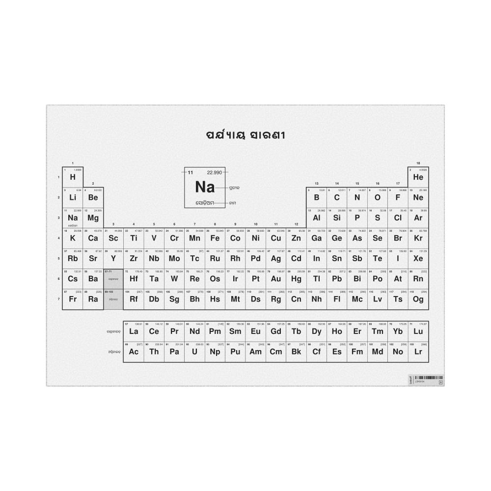 Leskoff Periodic Table Chart, 33.1 x 23.4 in (84.1 x 59.4 cm, Poster / Wall Chart), 18-Column Layout, Odia-Labeled, image 1 of 2